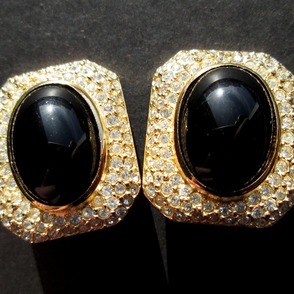 ✨ Vintage Christian Dior Clip-On Earrings Stamped CHR. DIOR Sparkly Bold - Picture 14 of 14